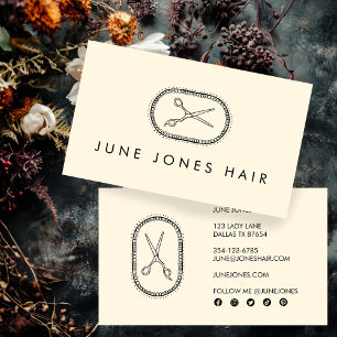Hair Stylist Scissors Elegante Chic Social Media Visitenkarte