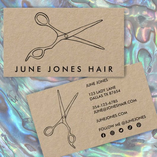 Hair Stylist Scissors Elegante Chic Social Media Visitenkarte