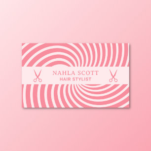 Hair Stylist Scissors Retro Groovy Pink Wirbel Visitenkarte