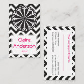 Hair Stylist Scissors Retro Zigzag Business / Terminkarte (Vorne/Hinten)