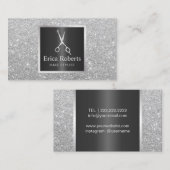 Hair Stylist Scissy Trendy Silver Glitzer Salon Visitenkarte (Vorne/Hinten)