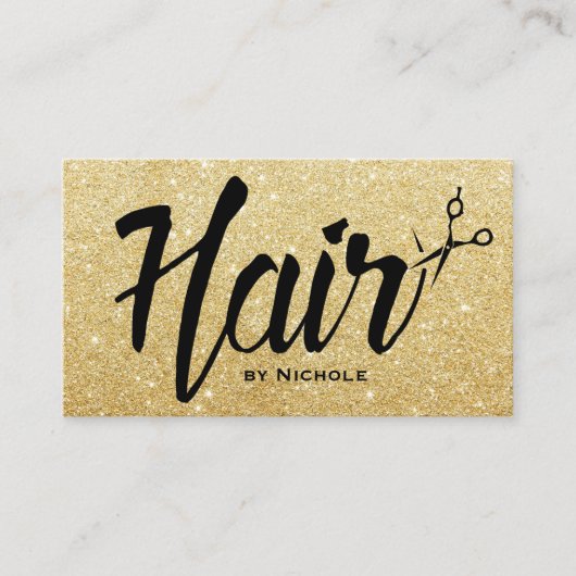 Hair Stylist Script Chic Gold Glitzer Ernennung Terminkarte (Vorderseite)