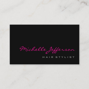 Hair Stylist Script Grau Pink Trendy Business Card Visitenkarte