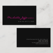 Hair Stylist Script Grau Pink Trendy Business Card Visitenkarte (Vorne/Hinten)