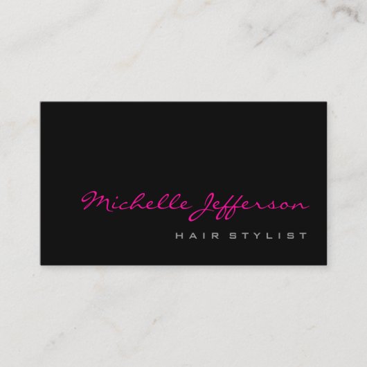 Hair Stylist Script Grau Pink Trendy Business Card Visitenkarte (Vorderseite)