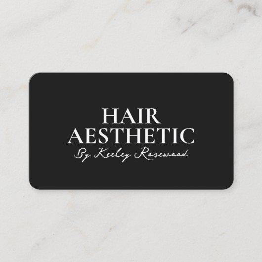 Hair Stylist Script Minimal Monogram Black Visitenkarte (Vorderseite)