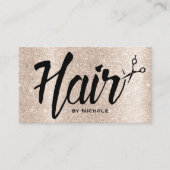 Hair Stylist Script Moderner Beige Glitzer Terminkarte (Vorderseite)