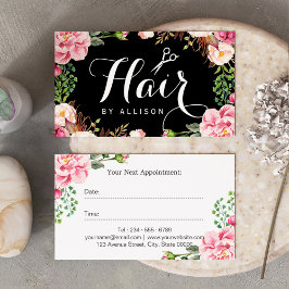 Hair Stylist Script Pink Floral Terminkarte