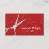 Hair Stylist Silberschere Moderner Roter Salon Visitenkarte (Vorderseite)