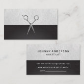 Hair Stylist Silver Metal Textur Hintergrund Terminkarte (Vorne/Hinten)