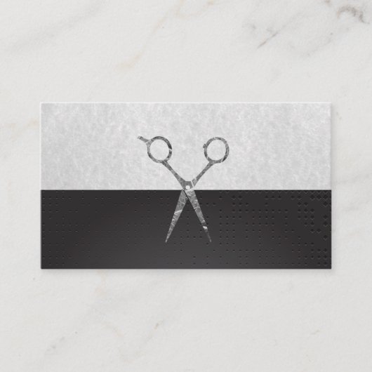 Hair Stylist Silver Metal Textur Hintergrund Terminkarte (Vorderseite)