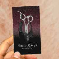 Hair Stylist Silver Scissor Burgundy & Black Ombre