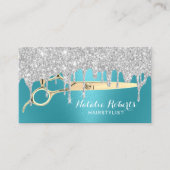 Hair Stylist Silver Tropfens Türkis Schönheitssalo Visitenkarte (Vorderseite)