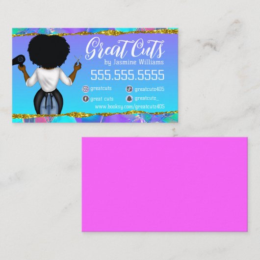 Hair Stylist Social Media Business Card Visitenkarte (Vorne/Hinten)