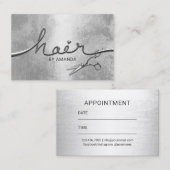 Hair Stylist Stilvoller Silver 3D Typografy Salon Terminkarte (Vorne/Hinten)