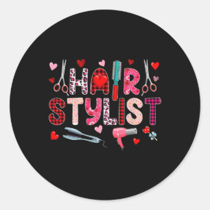 Hair Stylist Tools Valentine's Day Leopard Niedlic Runder Aufkleber