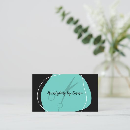 Hair Stylist Trendy Business Cards Visitenkarte (Stehend Vorderseite)