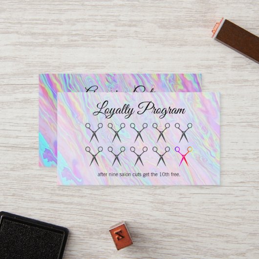 Hair Stylist | Treueprogramm | Rainbow Liquid Treuekarte (Vorderseite/Rückseite Beispiel)