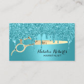 Hair Stylist Turquoise Drips Salon Appointment Terminkarte (Vorderseite)