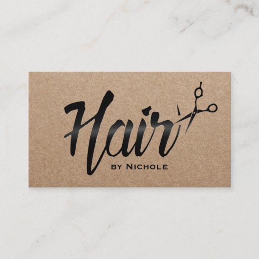 Hair Stylist Typografy Rustic Kraft Ernennung Terminkarte (Vorderseite)
