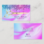 Hair Stylist Unicorn Blue Pink Glitzer Tropfens Sa Visitenkarte (Vorne/Hinten)