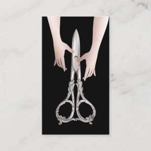 Hair Stylist Vintag Scissor & Hands Visitenkarte