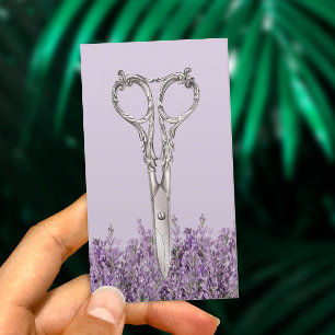 Hair Stylist Vintag Scissor & Lavender Blume Visitenkarte