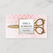 Hair Stylist Watercolor Pink Modernes Muster Visitenkarte (Vorderseite)