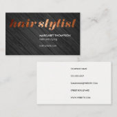 Hair Stylist Wood Visitenkarte (Vorne/Hinten)