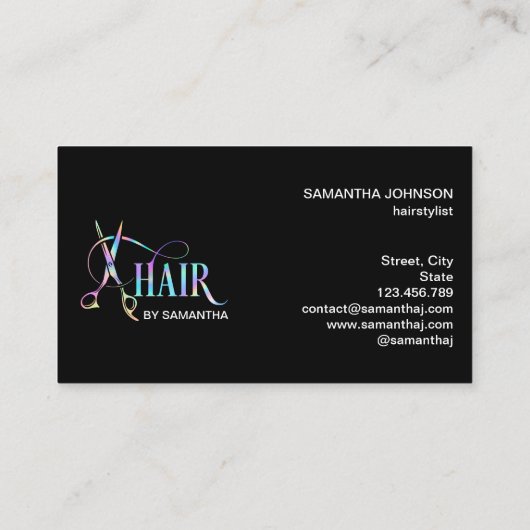 Hair-Stylistin, holografische Rabatt-Haarschere Visitenkarte (Rückseite)