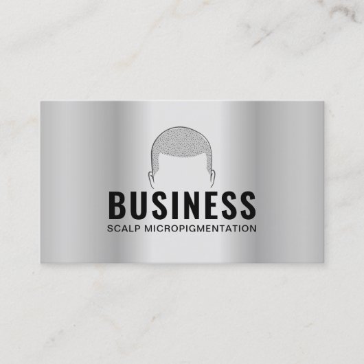 Hair Tattoo Scalp Micropigmentation Modernes Metal Visitenkarte (Vorderseite)