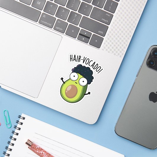Hair-vocado Funny Avocado Puns Aufkleber (Laptop mit iPhone)