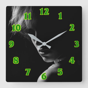 Hairdresser-beauty salon square wall clock quadratische wanduhr