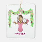 Hairdresser Cartoon Ethnic Thank You Christmas Keramikornament (Links)