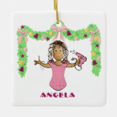 Hairdresser Cartoon Ethnic Thank You Christmas Keramikornament (Vorderseite)