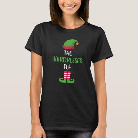 Hairdresser Elf Family Matching Group Christmas Pa T-Shirt (Vorderseite)