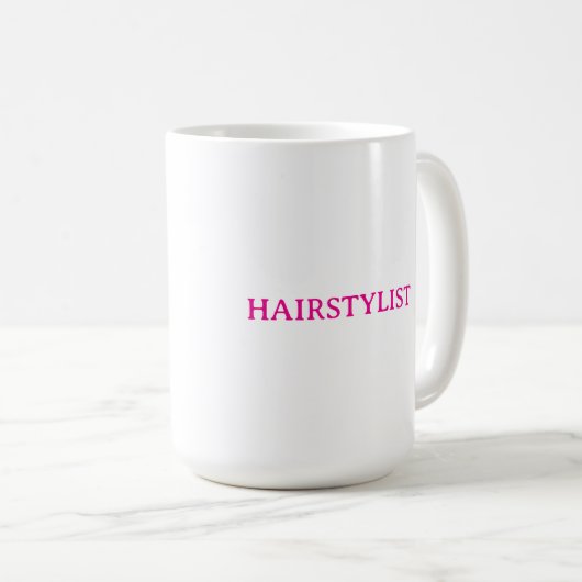 Hairdresser Hairstylist Pink Wedding Gift Favor Kaffeetasse (VorderseiteRechts)