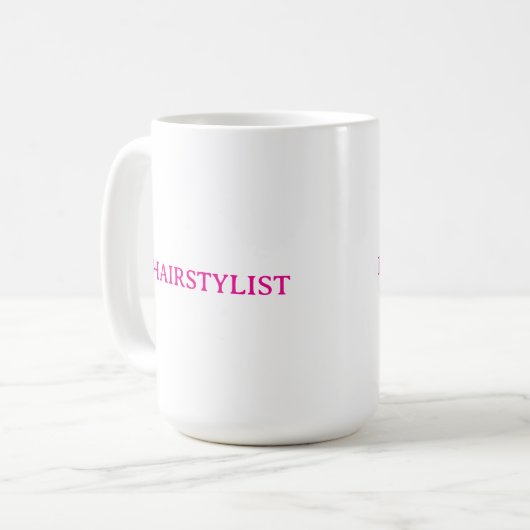 Hairdresser Hairstylist Pink Wedding Gift Favor Kaffeetasse (Vorderseite Links)