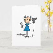 Hairdresser Stick Figure Karte (Gelbe Blume)