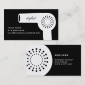 Hairdryer Stylist-Karte B&W Visitenkarte (Vorne/Hinten)