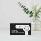 Hairdryer Stylist-Karte B&W Visitenkarte (Stehend Vorderseite)