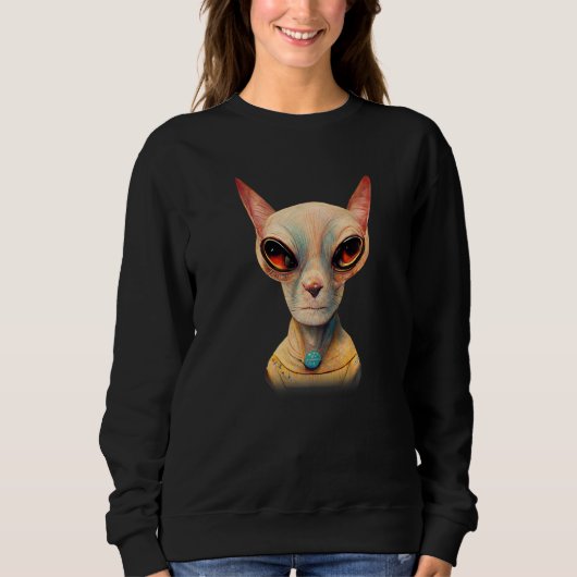 Hairless Sphynx Cat Alien UFO Portrait   Sweatshirt (Vorderseite)