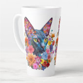 Hairless Sphynx Cat Art Floral Milchtasse (Linke Ecke)