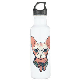 Hairless Sphynx Cat wearing glasses Edelstahlflasche