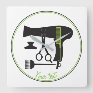 Hairstyles tools quadratische wanduhr