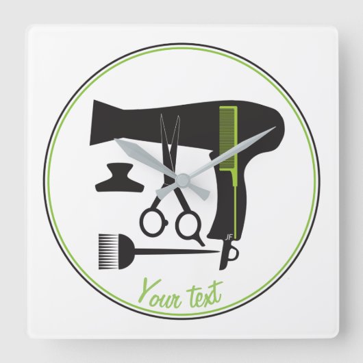 Hairstyles tools quadratische wanduhr (Vorderseite)