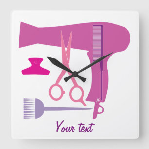 Hairstyles tools quadratische wanduhr