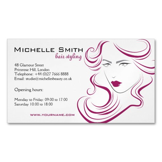 Hairstylingseinbrennen Haar der reizenden Magnetische Visitenkarte (Vorderseite)