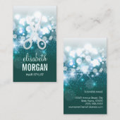 HairStylist Aquamarin Türkis Glamour Glitzer Spark Visitenkarte (Vorne/Hinten)