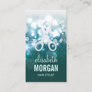 HairStylist Aquamarin Türkis Glamour Glitzer Spark Visitenkarte